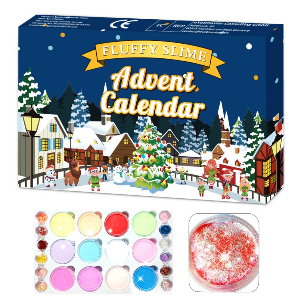 Christmas Advent Calendar 24PCS Christmas Countdown Calendar Toys Surprises Bind Box Holiday DIY Slime Gift Set Xmas Gifts for Kids
