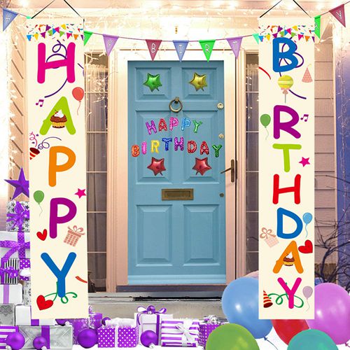 Colorful Happy Birthday Porch Sign Birthday Banner Happy Birthday Door Banner Yard Sign Celebration Flag Party Decorations Kit