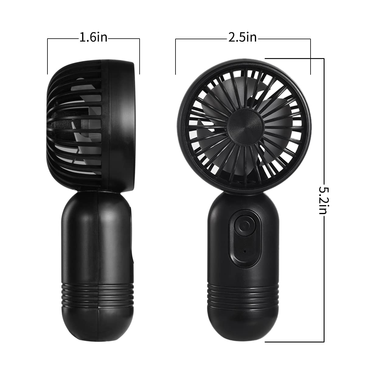 (Blue) Cute Handheld Fan Battery Operated Lightweight Small Personal Fan with 3 Speeds USB Rechargeable