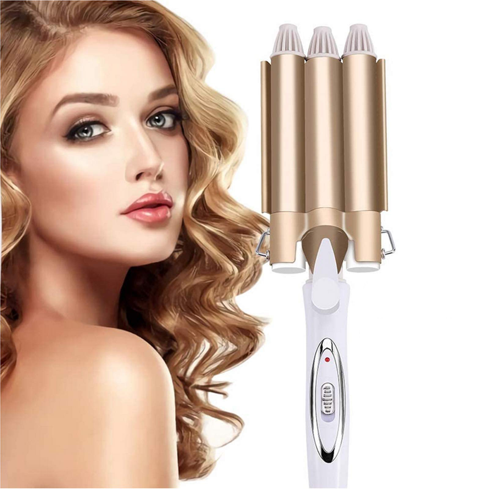 (22mm) Hair Curler 3 Barrel Hair Waver Curling Iron Hair Curling Wand Two Speed Temperature Control Big Wave Electric Hair Crimpers Tongs Best Gift for Women