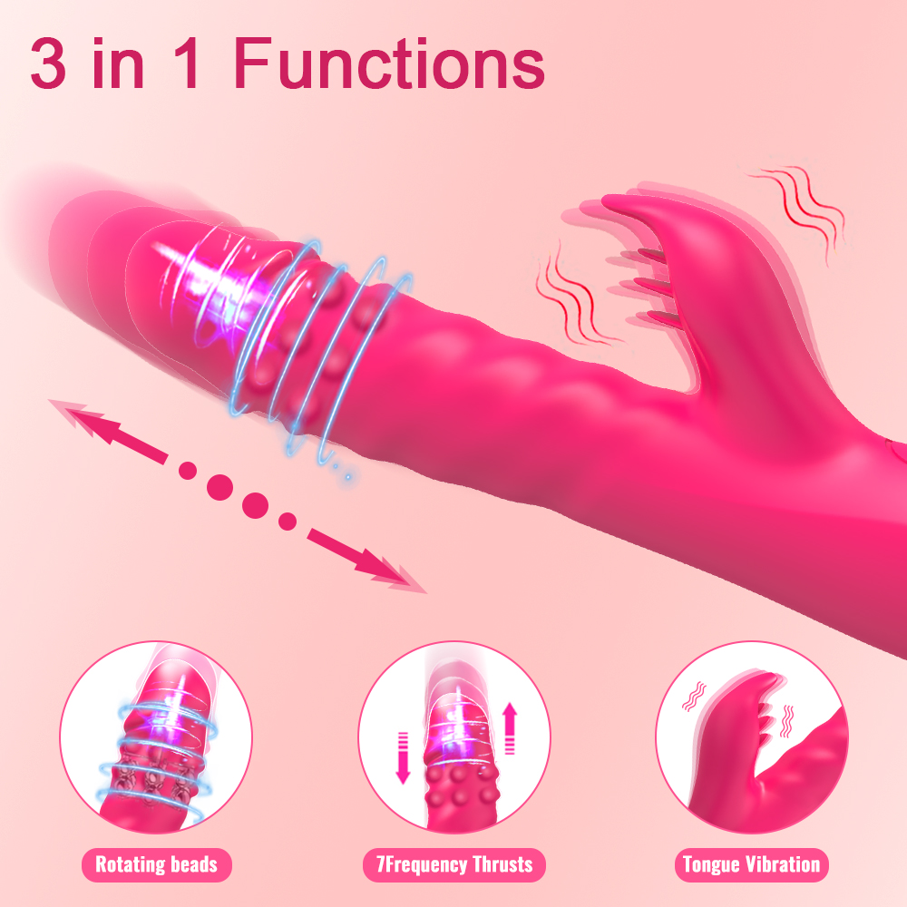 Rabbit Vibrator Thrusting Rotating Dildo Clit G-Spot Massager Sex Toys for Women Tongue Oral Clit Licking Clitoris Adult Sex Toys Sexual Wellness