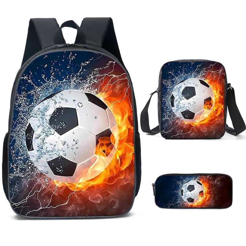(Style 1) Kids School Backpack 3D Printed Messi Backpack Set Football Player Rucksack Sports Backpacks For Boys And Girls