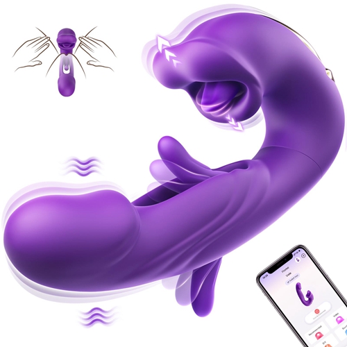 Flapping Vibrators Sex Toy APP Remote control Vibrator with 7 Flapping and Licking Modes Adult Toys Hollow Design Thrusting Sex Machine for Women Men