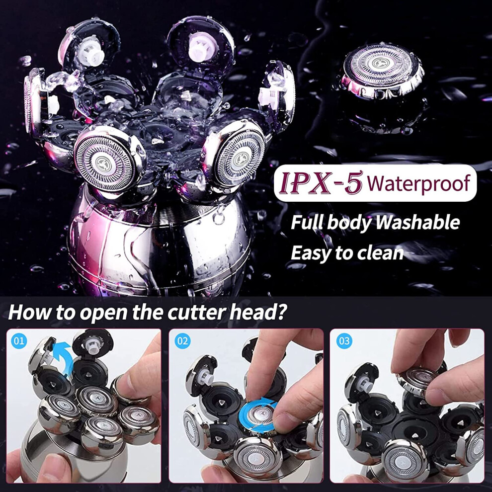 7D Bald Head Shavers Men 6 in 1 Wet Dry Electric Shaver Electric Razor