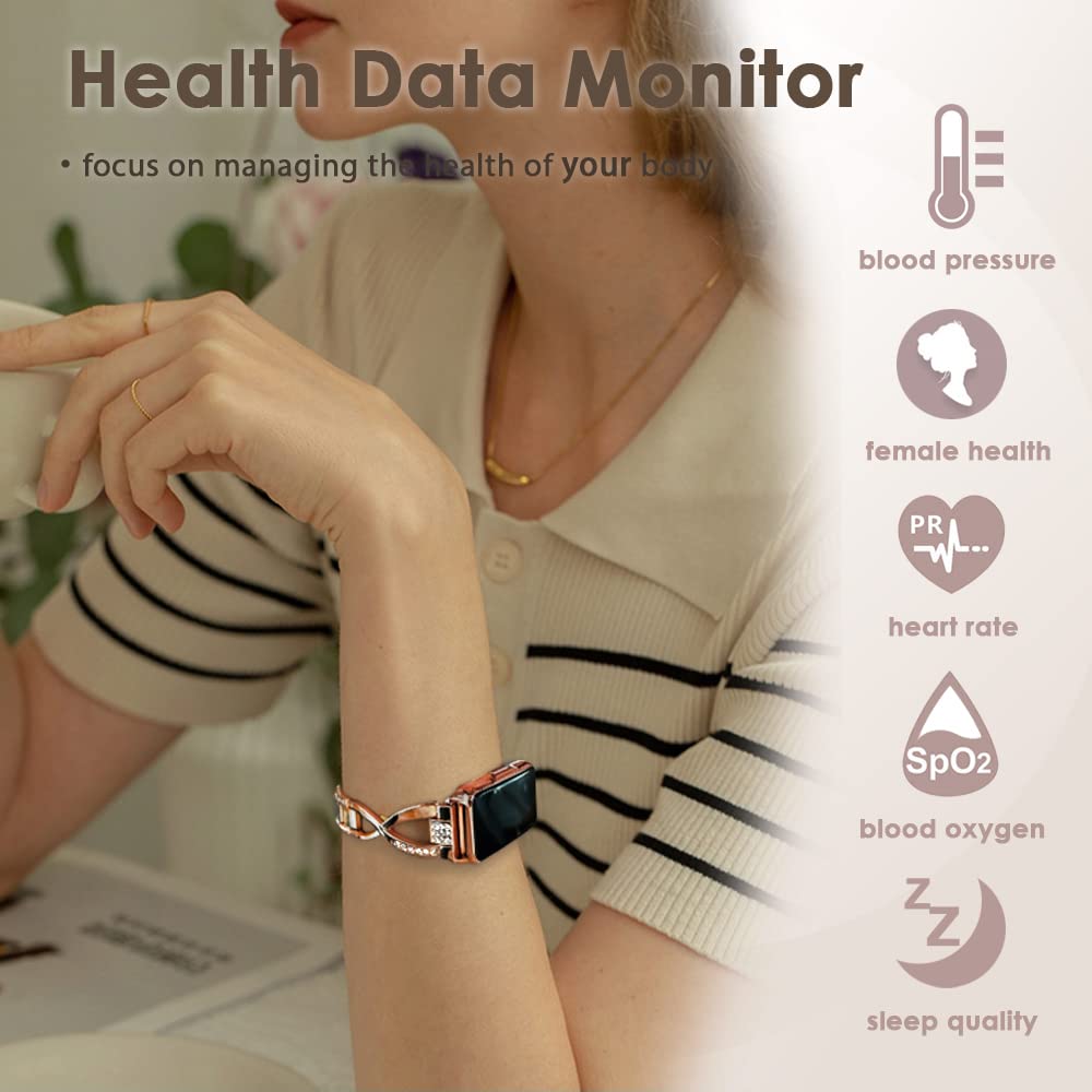 Ladies Smartwatch Smart Watch for Women Blood Pressure Bracelet Heart Rate Blood Oxygen Sleep Monitor Compatible with Android iOS