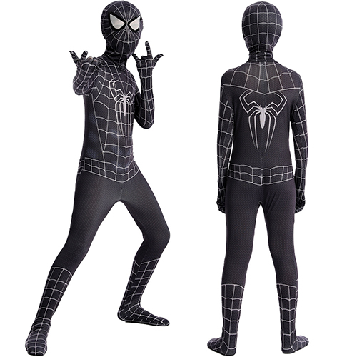 (Size 100) Kids Costumes Ultimate Halloween Costume Child Black Spider Man Jumpsuit for Cosplay Fancy Dress Events Role Play Outfit