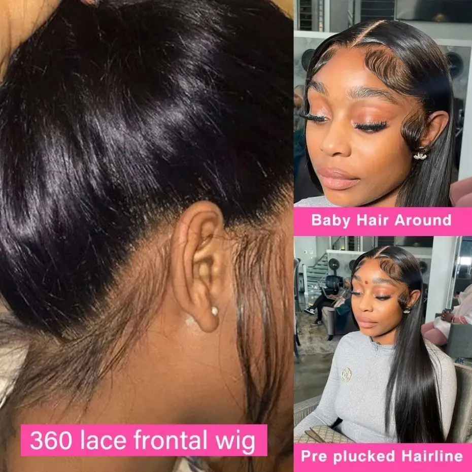 (18 inches) 360 Full HD Lace Frontal Wig Bone Straight Transparent Lace Front Wigs Human Hair Lace Closure Wig
