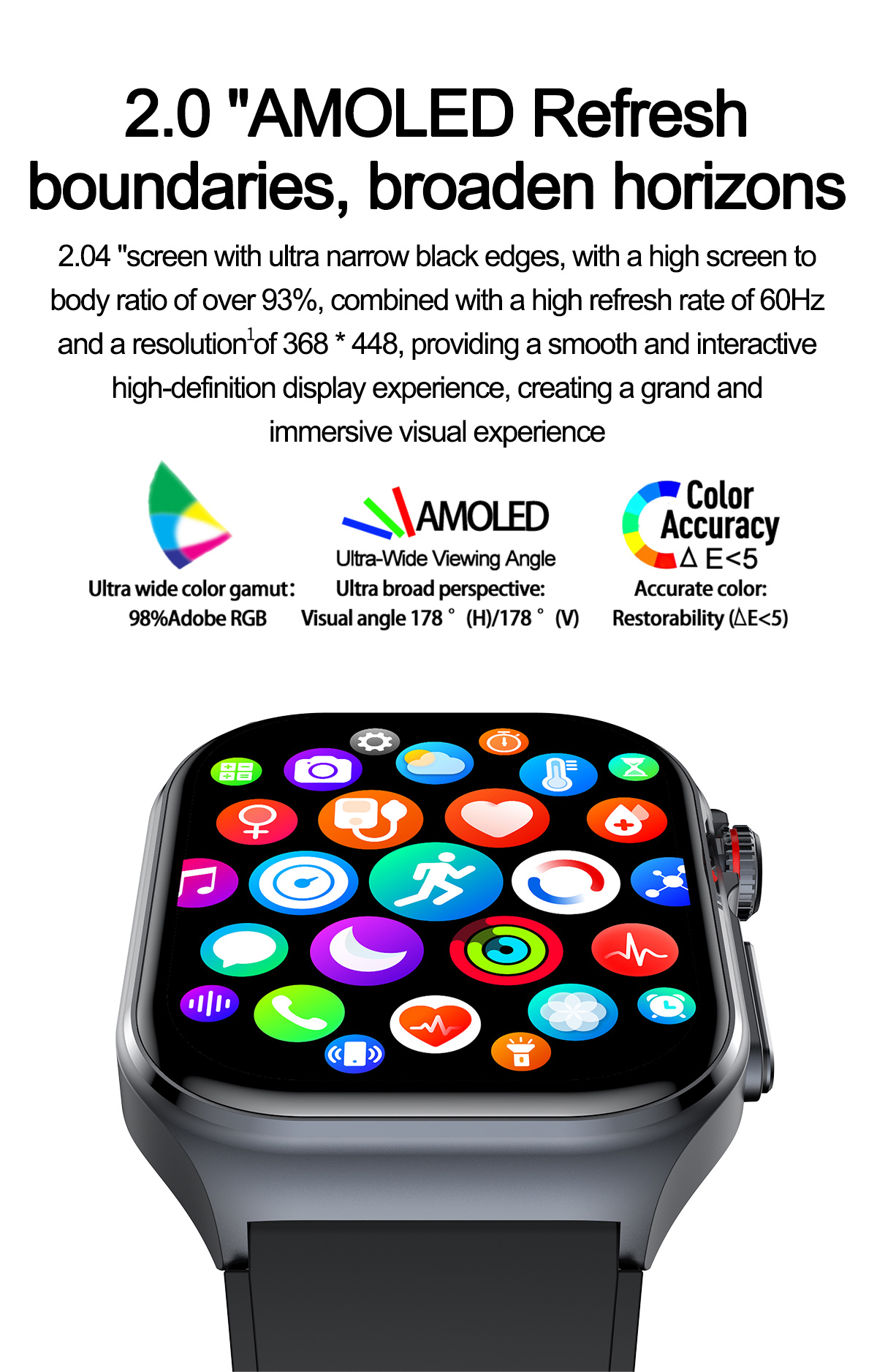 (Black Silicone) Smart Watch Uric Acid Blood Fat ECG Heart Rate Blood Pressure Blood Glucose Health Monitoring Bluetooth Smartwatch