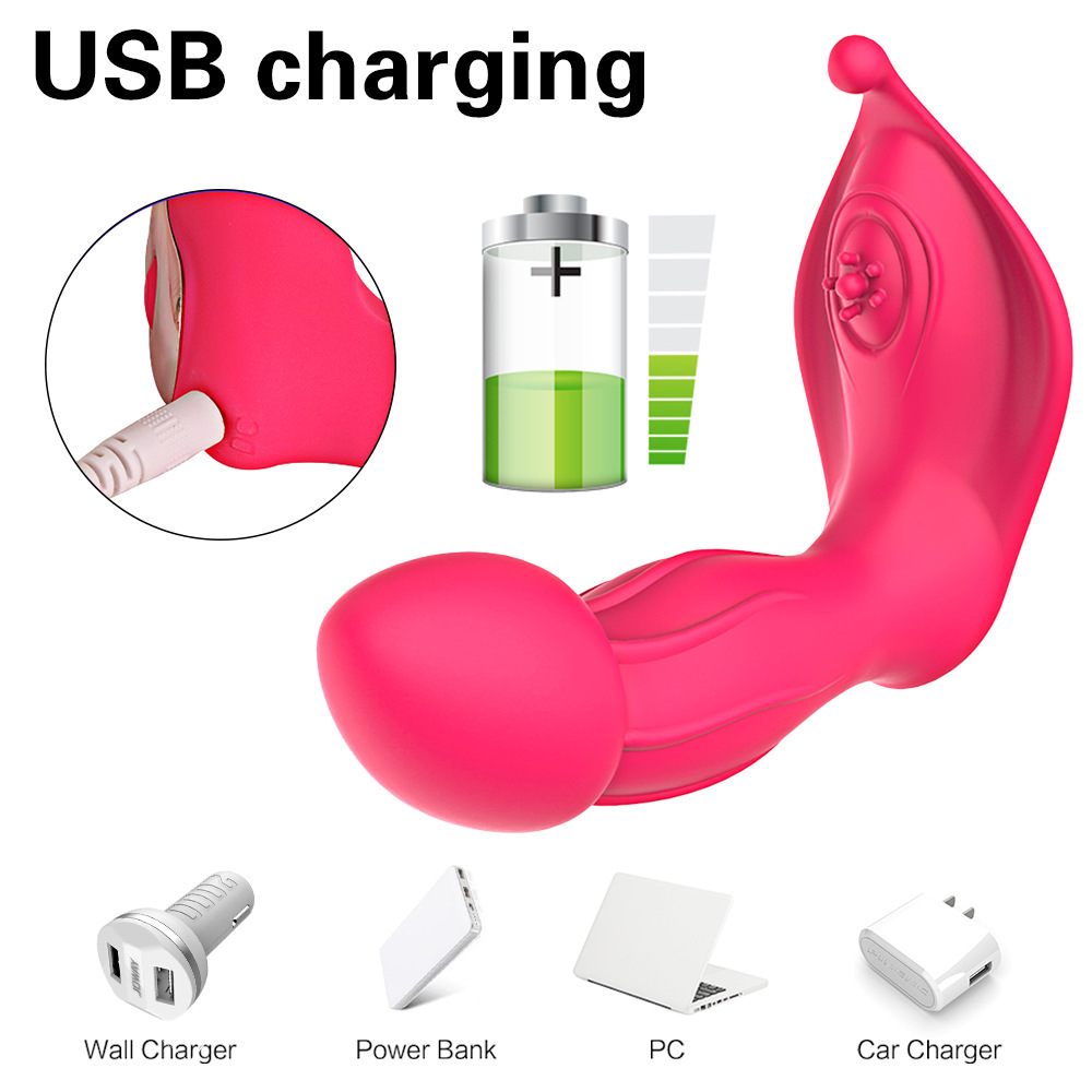 (Rose Red) Wearable Dildo Vibrator Anal Clit Stimulate G Spot Female Masturbator Remote Control Panties Vibrating Wireless Wearable Sex Toys Women Adult Products