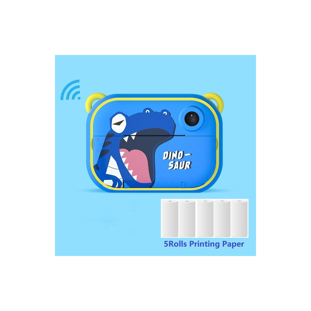(Blue) 2.4 Childrens Instant Camera Kids Video Photo Camera Instant Print 1080P Educational Toys Birthday New Year Gift