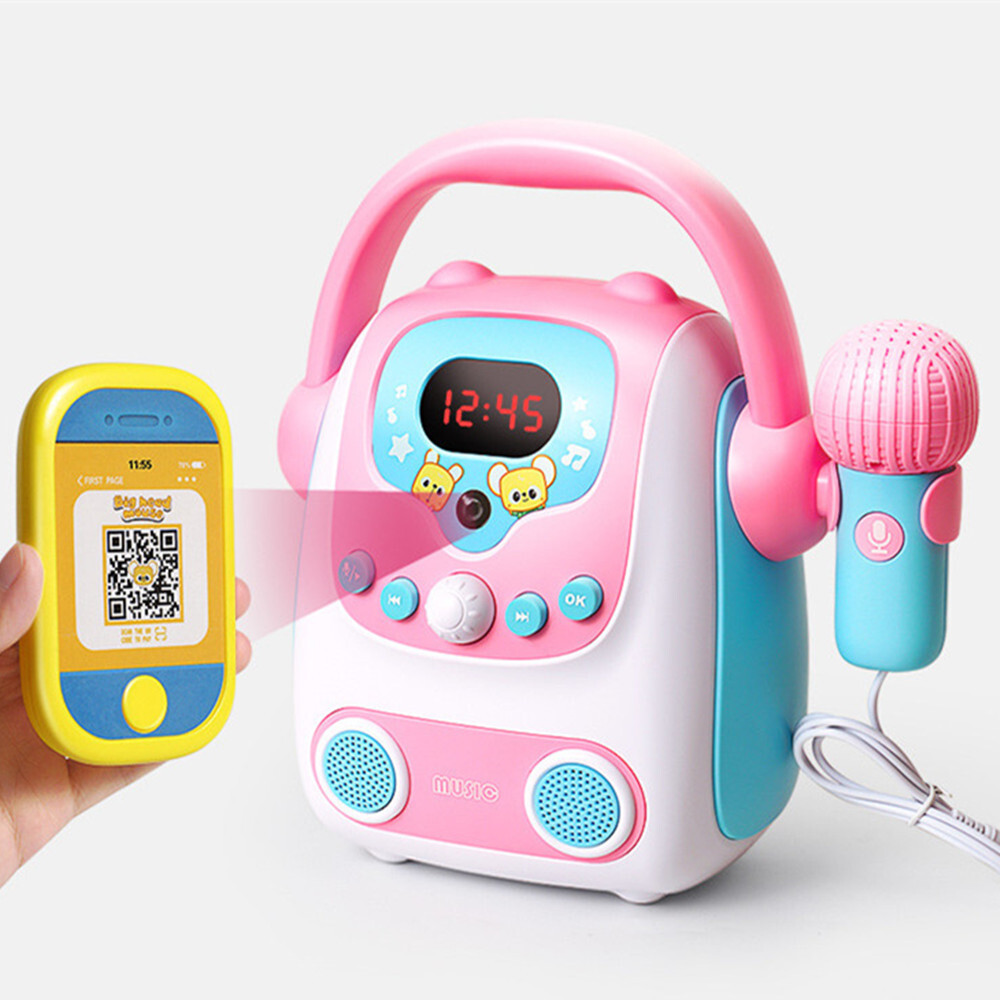 Portable Children Karaoke Machine Bluetooth Speaker Music Player Baby Wireless Audio With Microphone Child Recording Lights Toy