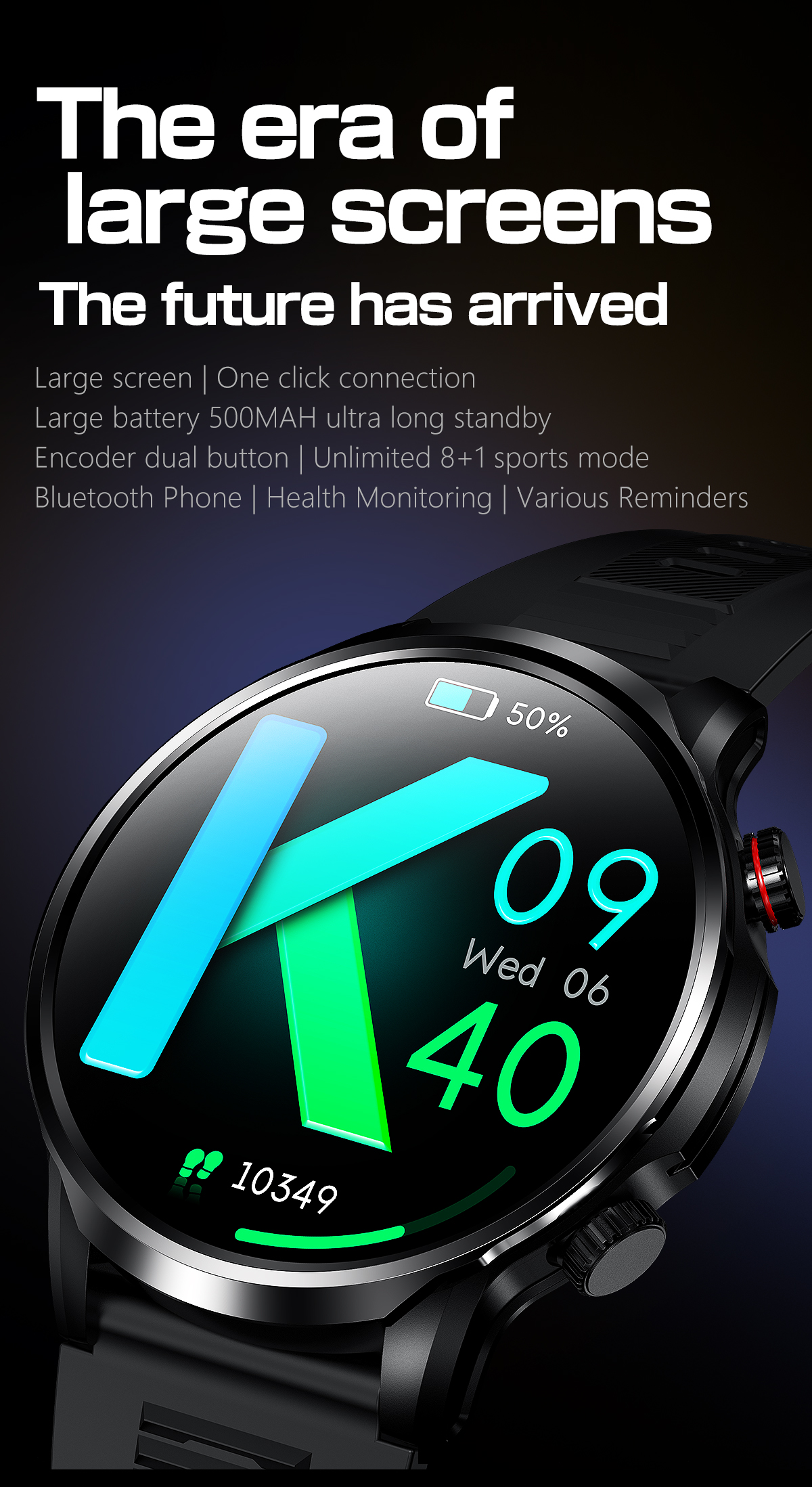 (Black) Smart Watch Men Heart Rate Bluetooth Call Smart Watch Waterproof Sports Fintess Tracker Women Smartwatch