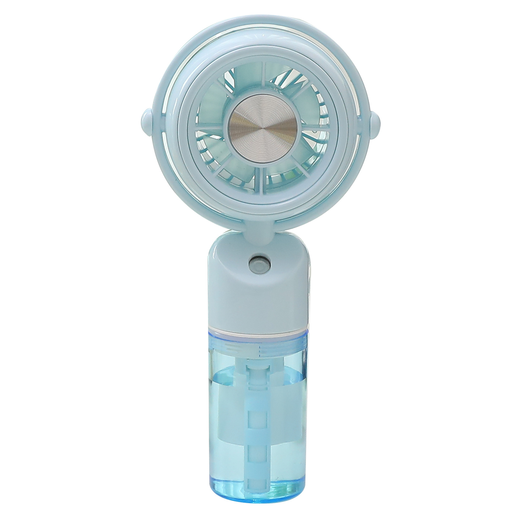(Blue) Rechargeable Handheld Misting Fan-Portable Battery Operated Water Mist Fan With 3 Adjustable Speed-Cooling Fan