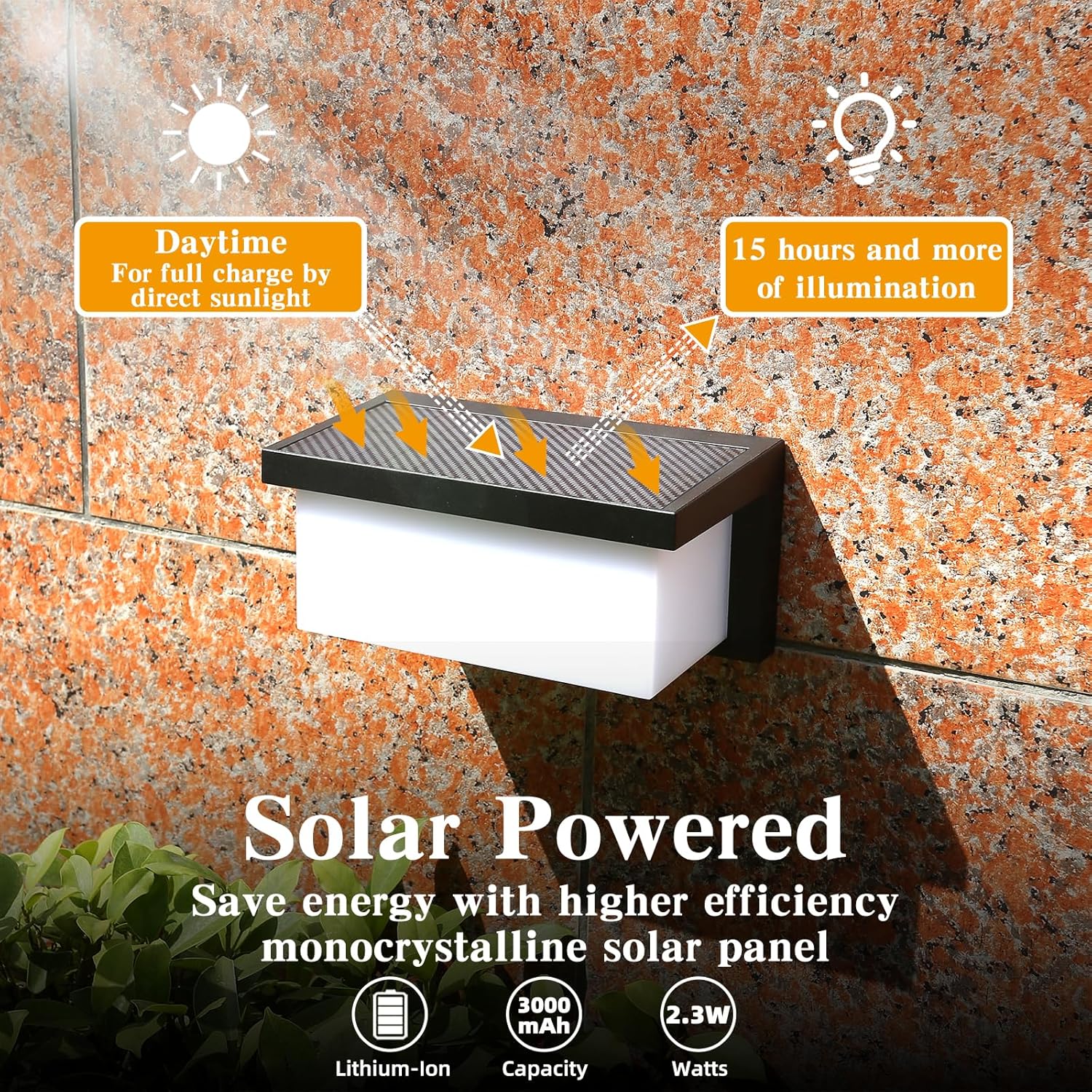 (Rectangle ~ 1) Solar Wall Light Outdoor with Motion Sensor 3 Lighting Modes Aluminum Bright Fence Lamp IP54 Waterproof Outside Security Light for Garden YardPorch Patio Deck 