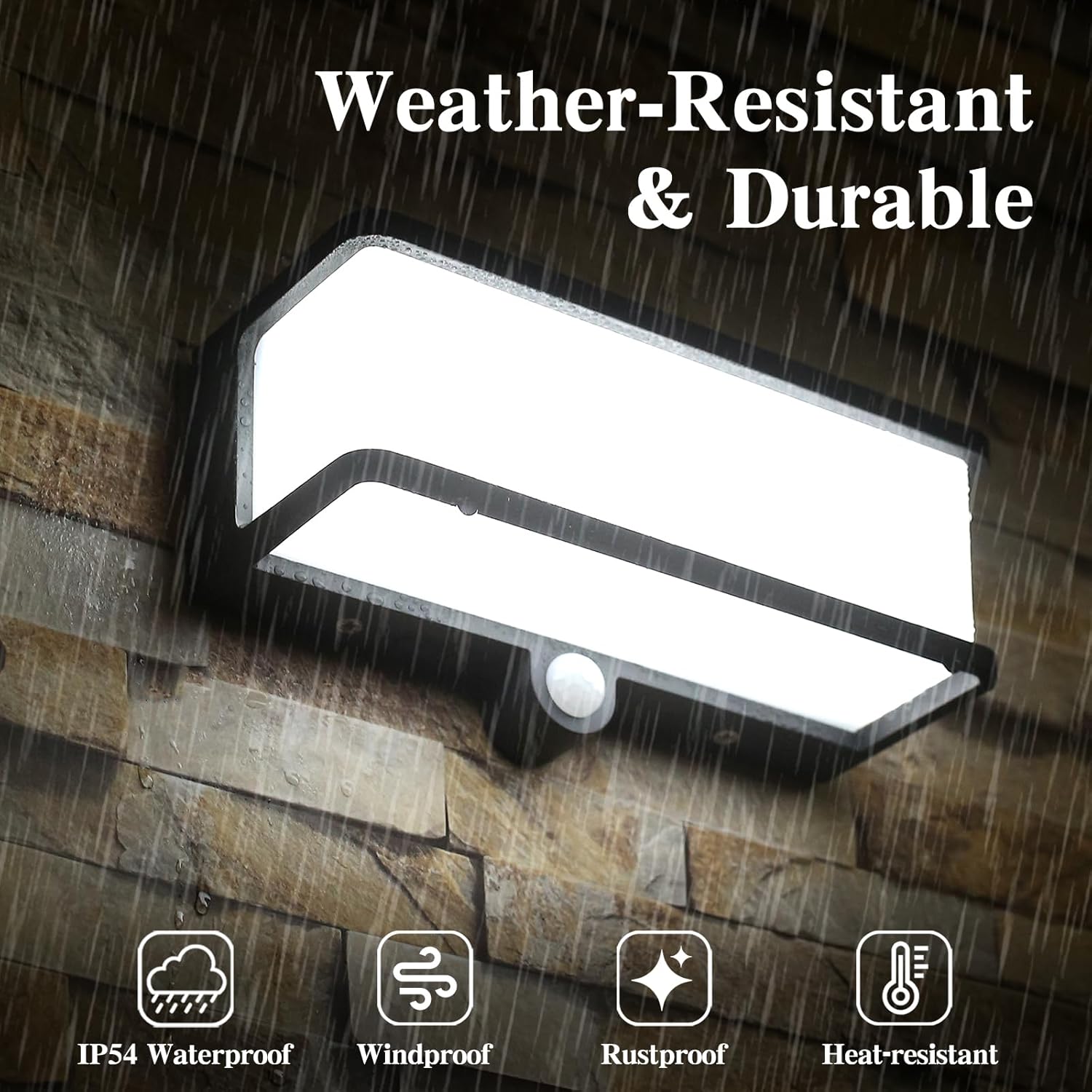 (Rectangle ~ 1) Solar Wall Light Outdoor with Motion Sensor 3 Lighting Modes Aluminum Bright Fence Lamp IP54 Waterproof Outside Security Light for Garden YardPorch Patio Deck 