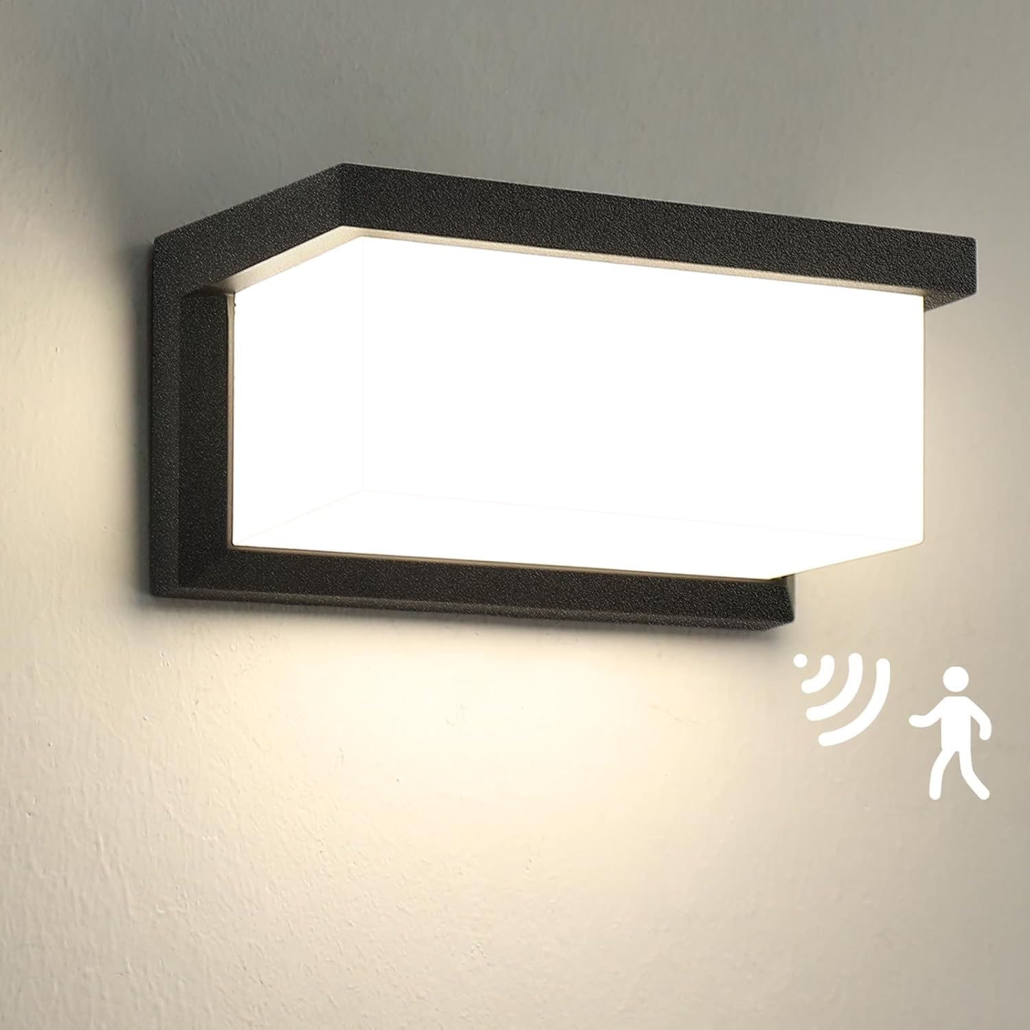 (Rectangle ~ 1) Solar Wall Light Outdoor with Motion Sensor 3 Lighting Modes Aluminum Bright Fence Lamp IP54 Waterproof Outside Security Light for Garden YardPorch Patio Deck 