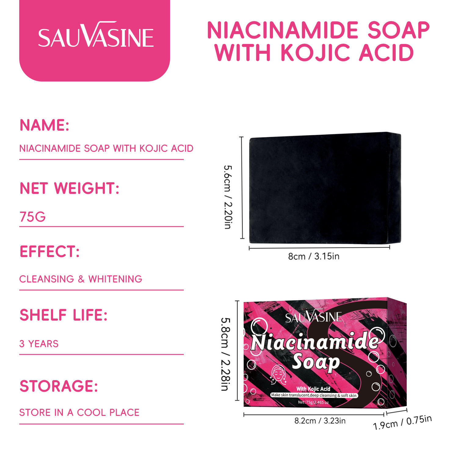 Niacinamide Soap Deep Cleansing Brightening For Face And Body Daily Skin Care Bar 75g
