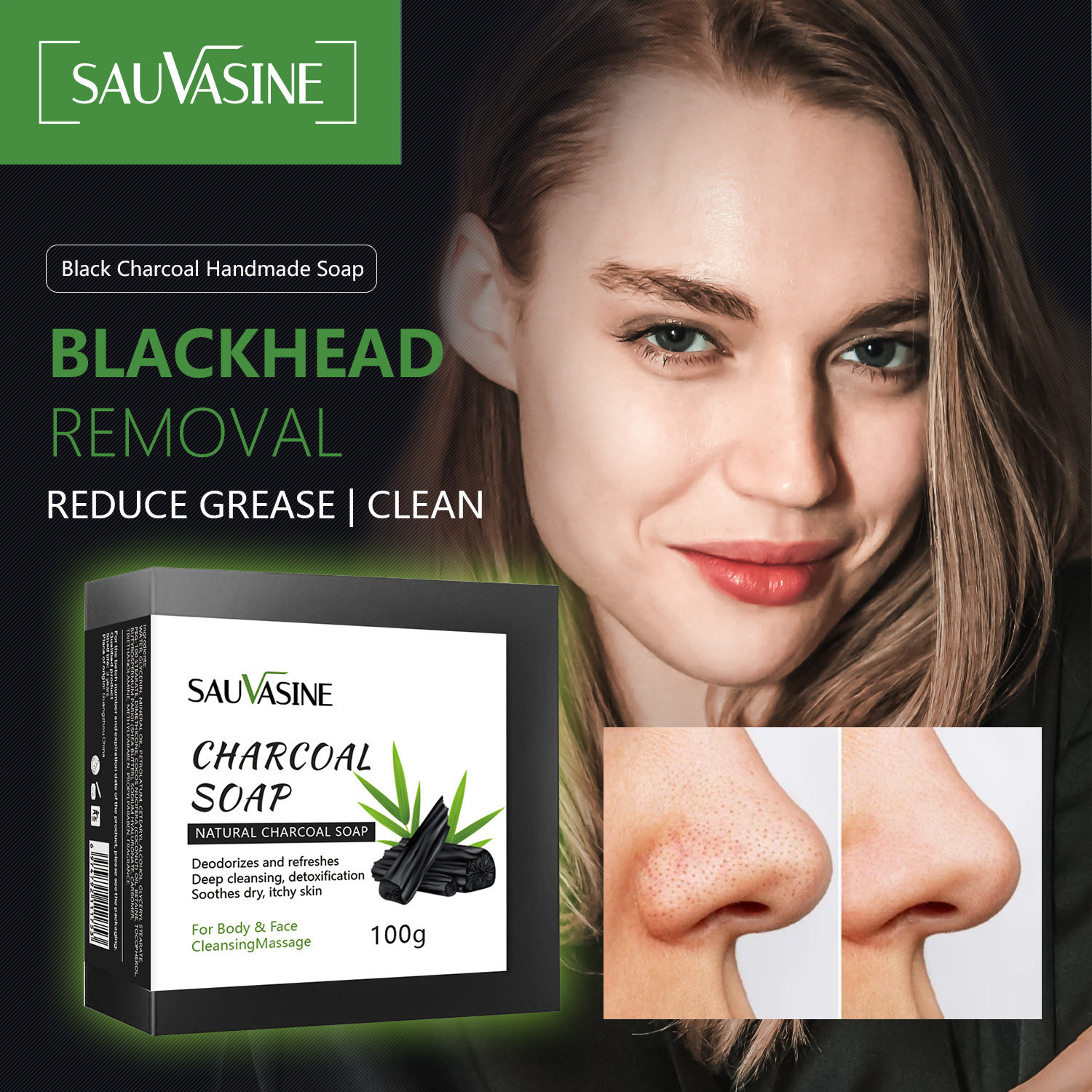 Black Charcoal Deep Cleansing Blackhead Removal Handmade Soap For Face And Body Pore Purifying Daily Wash 100g