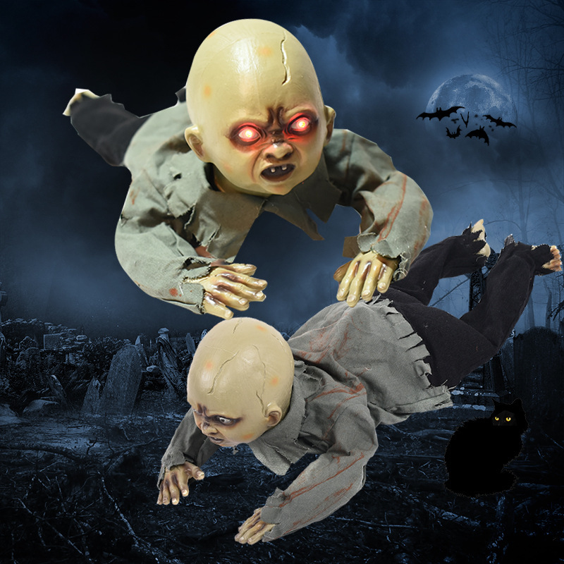 Ghost BB Halloween Horror Decorations Crawling Ghost Haunted House Escape Room Ornaments Auto Induction Decor Props
