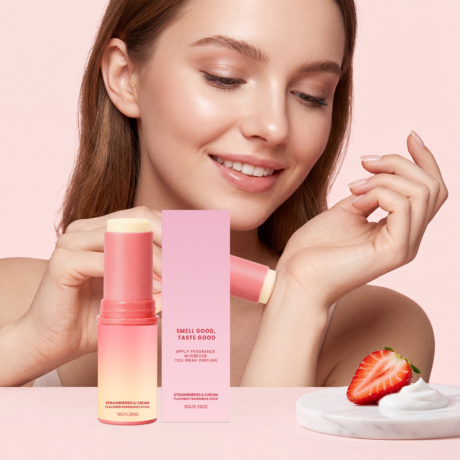Strawberry Fragrance Stick Fruity Sweet Scent Soft Skin Friendly Long Lasting Mild Aroma Dating Boost Portable Easy Carry