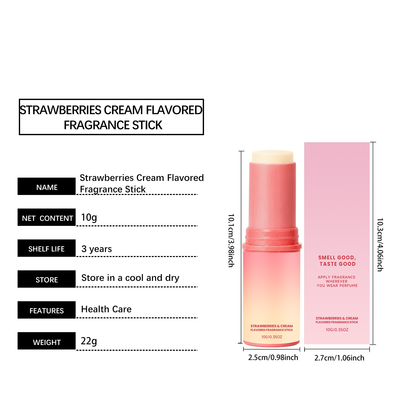 Strawberry Fragrance Stick Fruity Sweet Scent Soft Skin Friendly Long Lasting Mild Aroma Dating Boost Portable Easy Carry