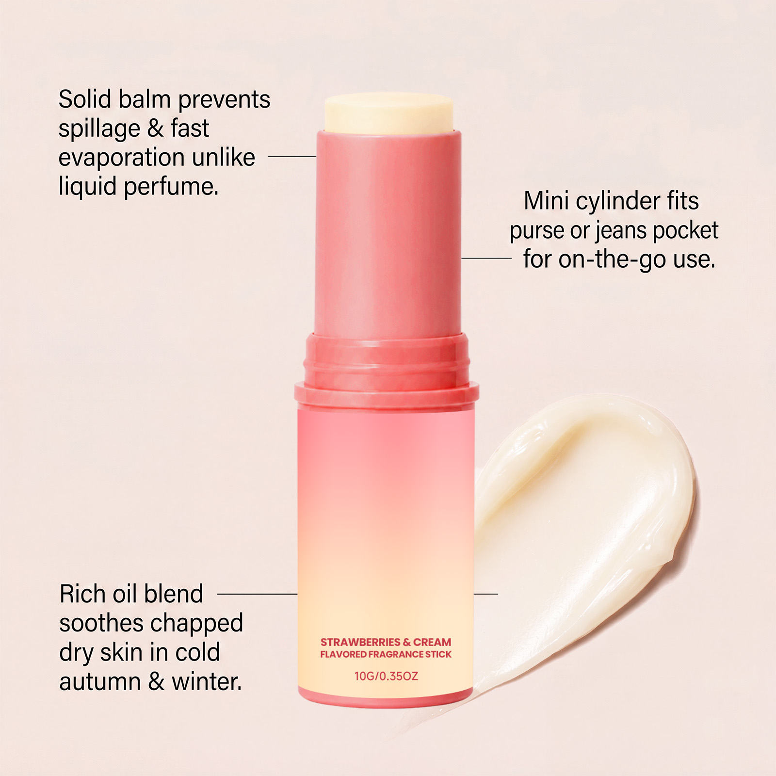 Strawberry Fragrance Stick Fruity Sweet Scent Soft Skin Friendly Long Lasting Mild Aroma Dating Boost Portable Easy Carry