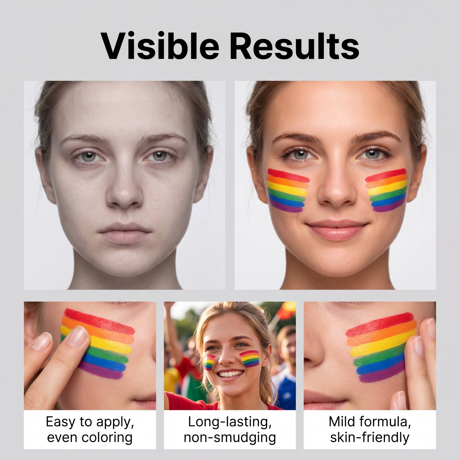 Three Color Face Paint Stick Bright Color Easy Clean Simple Remove Portable Daily Refreshing Facial Drawing Cosmetic Tool