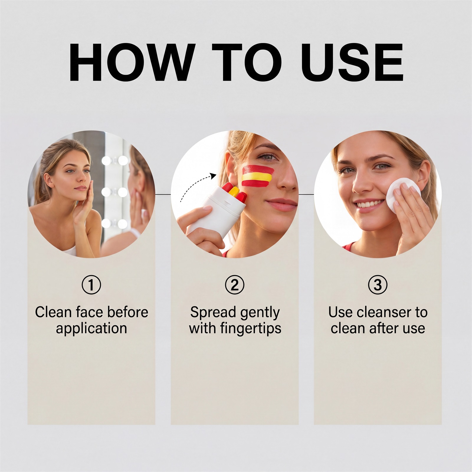 Three Color Face Paint Stick Bright Color Easy Clean Simple Remove Portable Daily Refreshing Facial Drawing Cosmetic Tool
