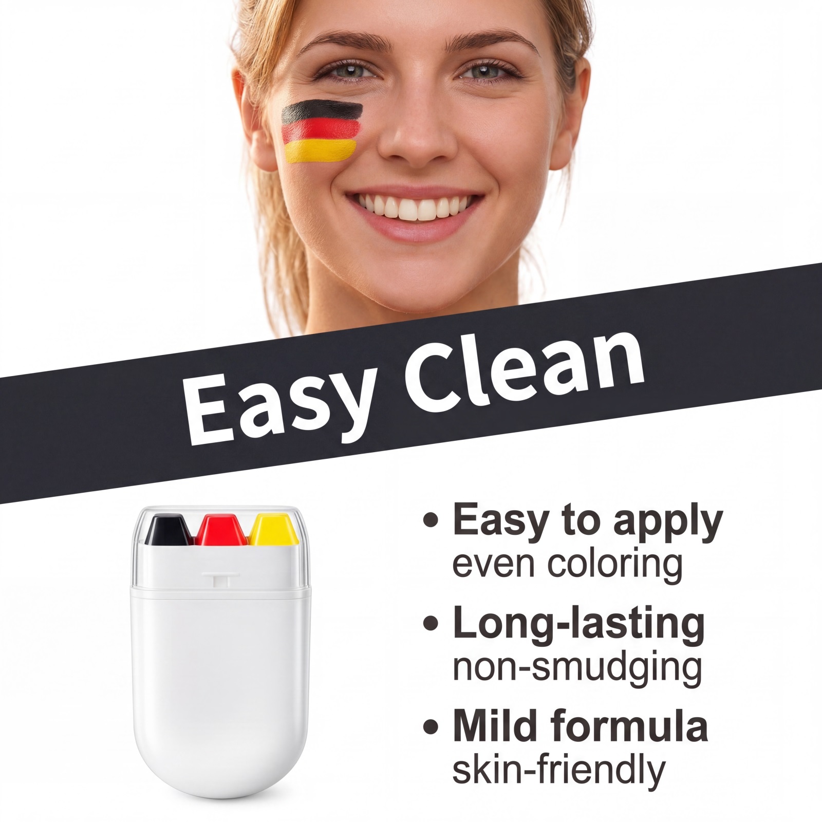 Three Color Face Paint Stick Bright Color Easy Clean Simple Remove Portable Daily Refreshing Facial Drawing Cosmetic Tool