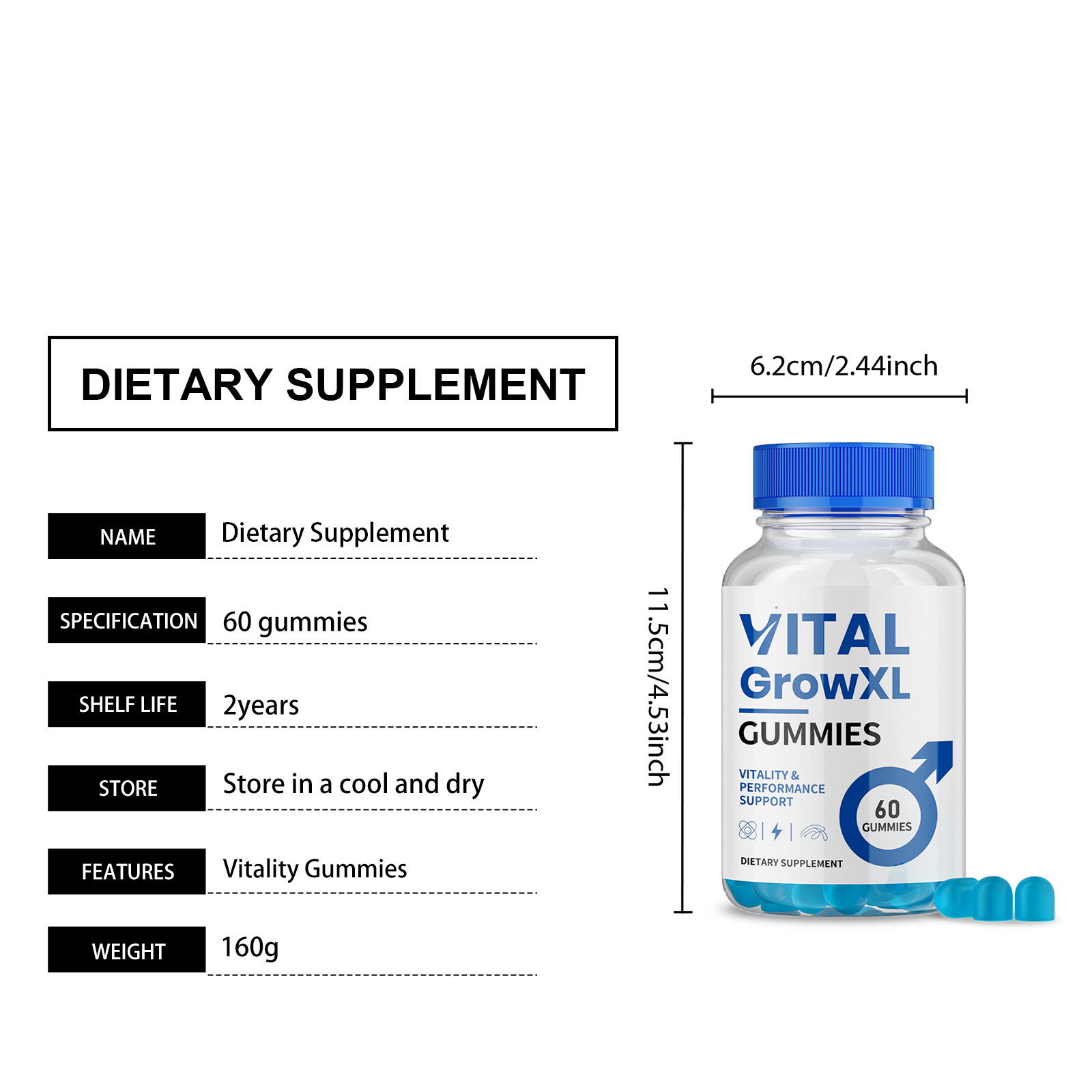 Male Care Gummy Herbal Dietary Supplement Boost Energy Enhance Vitality Daily For Men