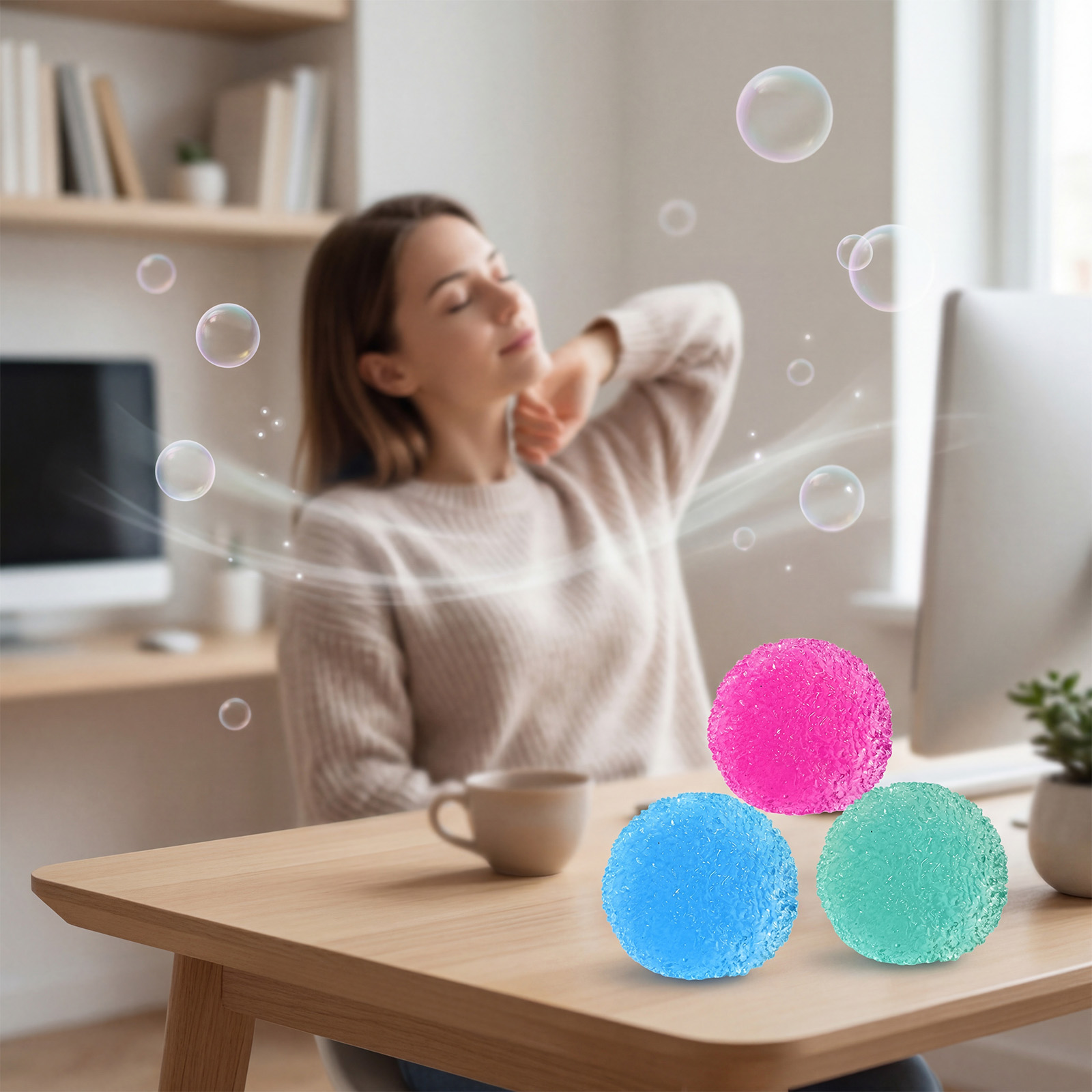 (Blue) Waxberry Squeeze Toy Rose Red Slow Rebound Soft Smooth Easy Pinch Stress Relief Vent Massage Ball For Mood Calm Pressure Release Daily Play