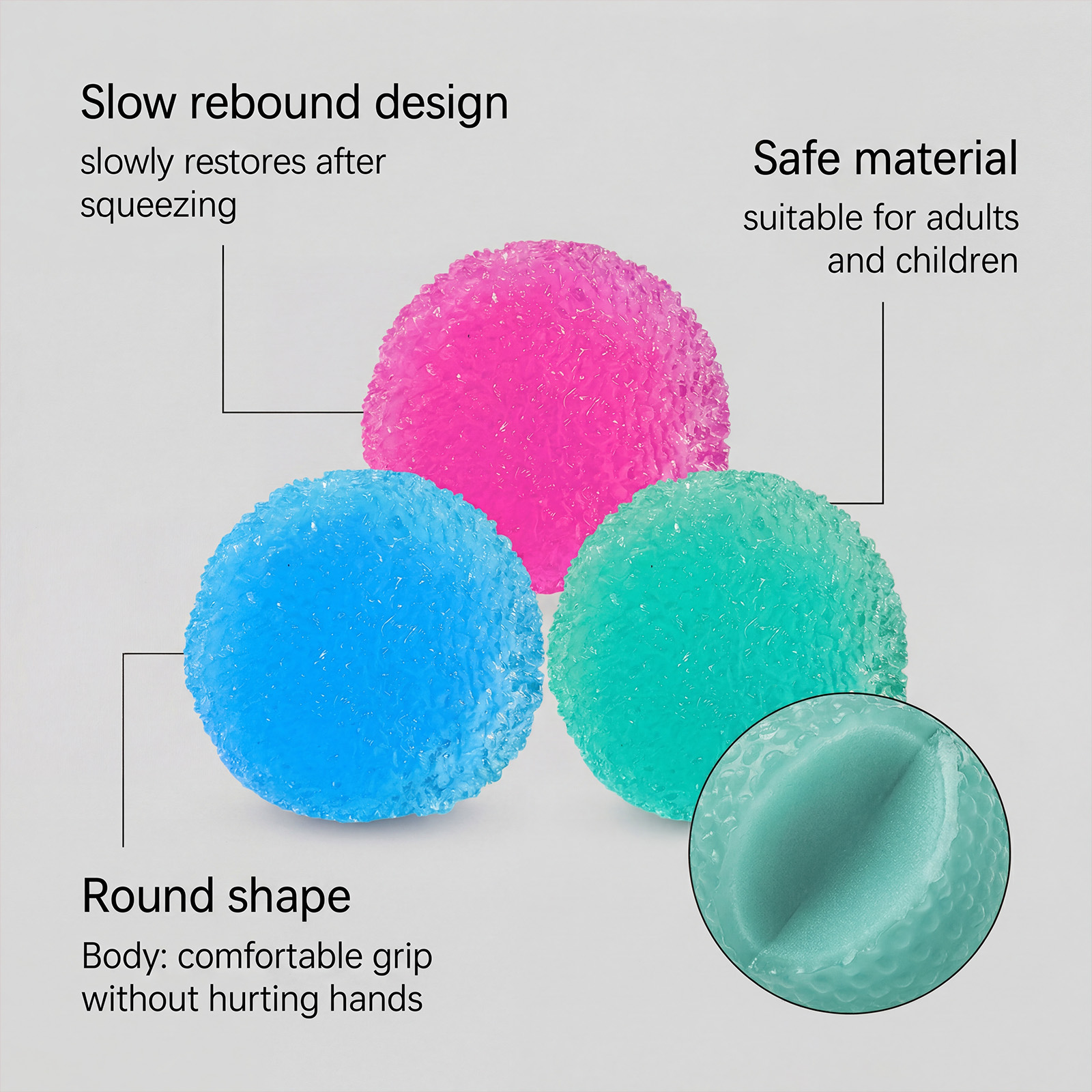 (Blue) Waxberry Squeeze Toy Rose Red Slow Rebound Soft Smooth Easy Pinch Stress Relief Vent Massage Ball For Mood Calm Pressure Release Daily Play