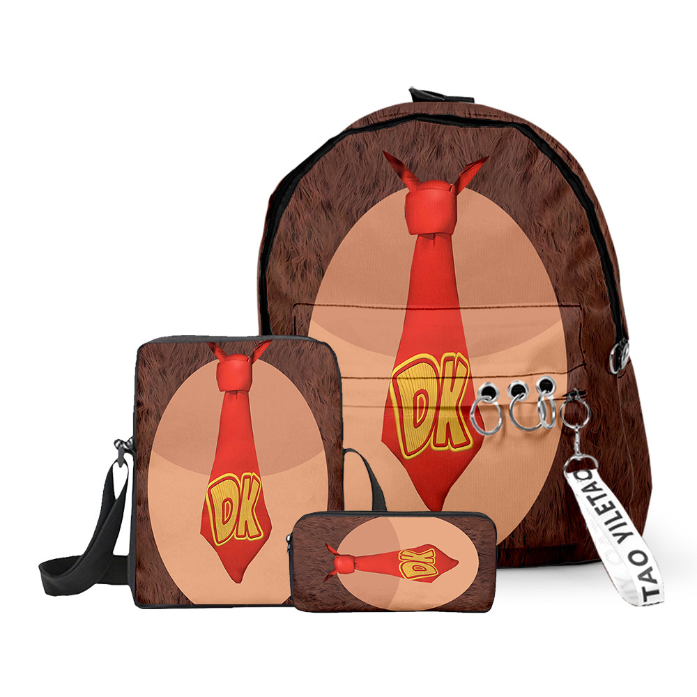 (4) Super Mario Backpack Set Shoulder Bag And Pencil Case 3 In 1 Kids School Cartoon Lightweight Travel Collection