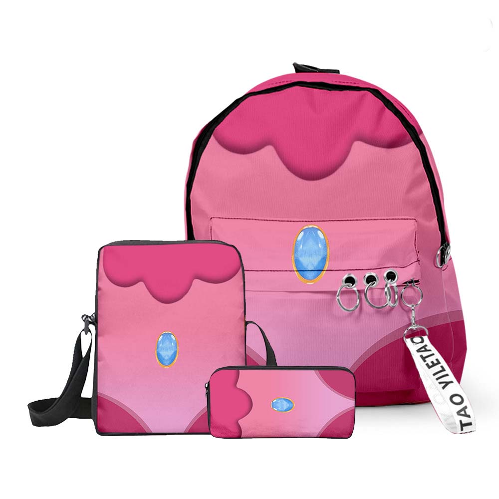 (4) Super Mario Backpack Set Shoulder Bag And Pencil Case 3 In 1 Kids School Cartoon Lightweight Travel Collection