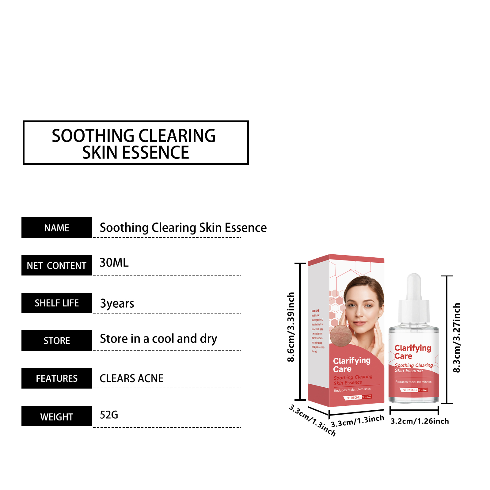Acne Care Essence Liquid Mild Clean Skin Moisture Lock Water Refreshing Facial Pimple Clean Skincare
