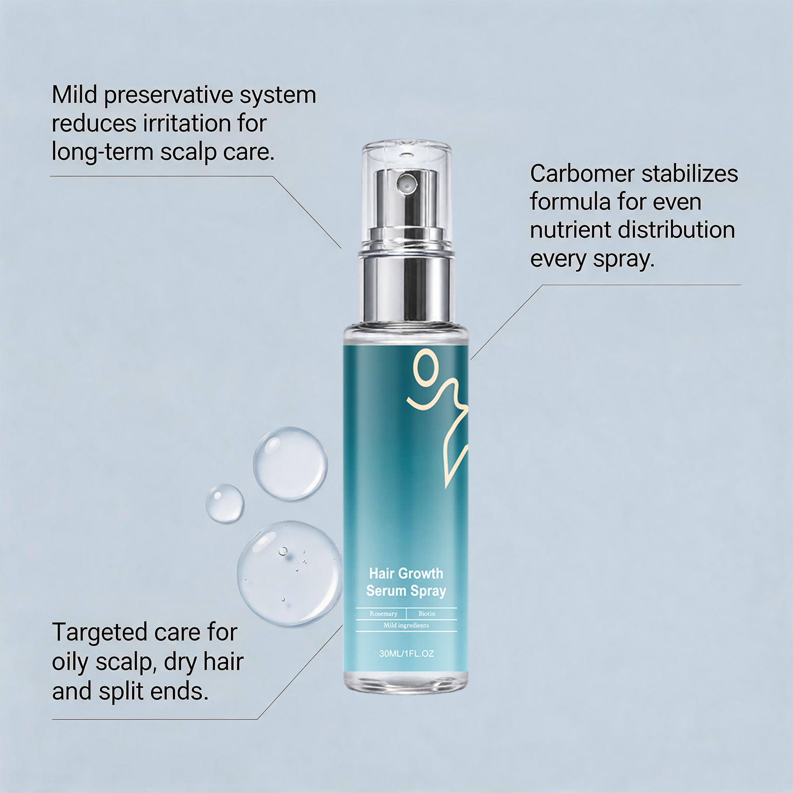 Hair Care Spray Mild Formula Light Texture Fluffy Strands Hydrating Moisturizing Soft Comfort