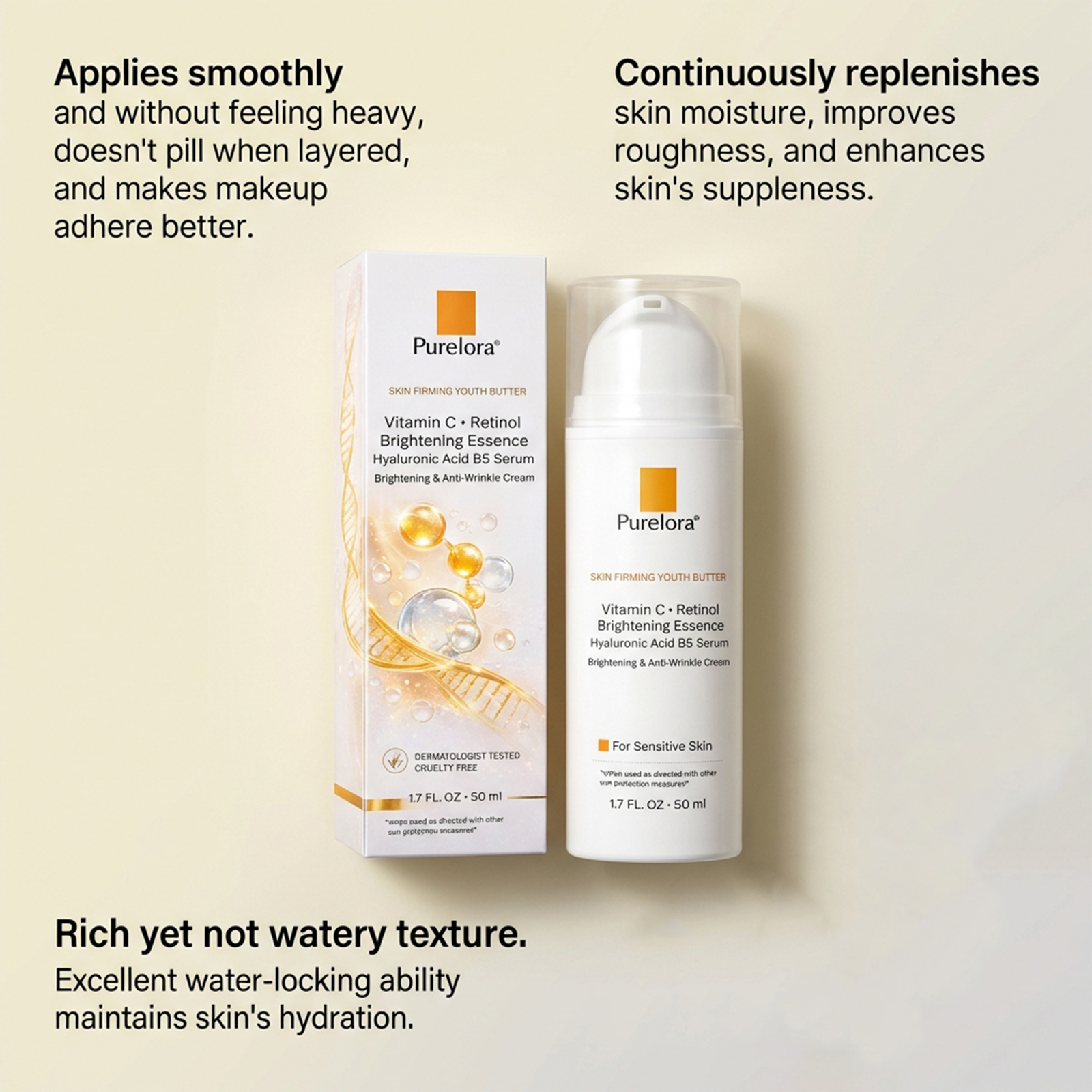 Retinol Vitamin C Essence Liquid Smooth Delicate Hydrating Moisturizing Facial Daily Skin Care Serum