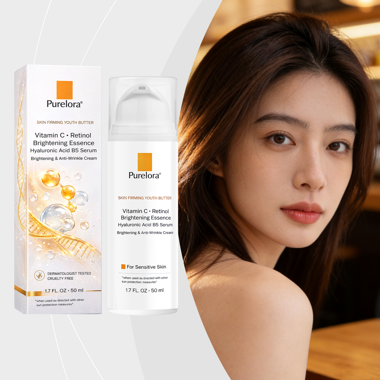Retinol Vitamin C Essence Liquid Smooth Delicate Hydrating Moisturizing Facial Daily Skin Care Serum