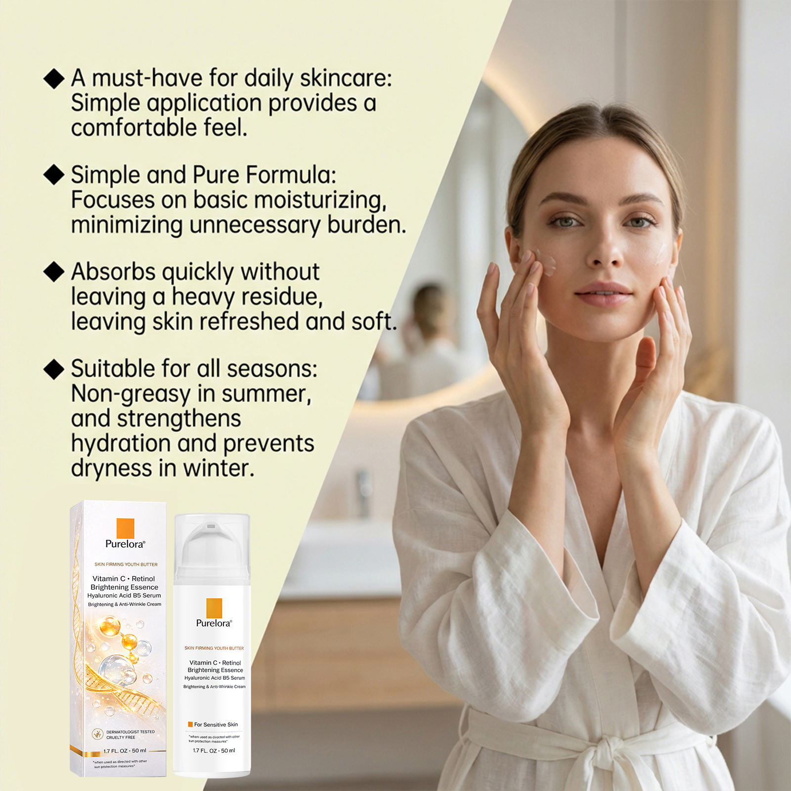 Retinol Vitamin C Essence Liquid Smooth Delicate Hydrating Moisturizing Facial Daily Skin Care Serum
