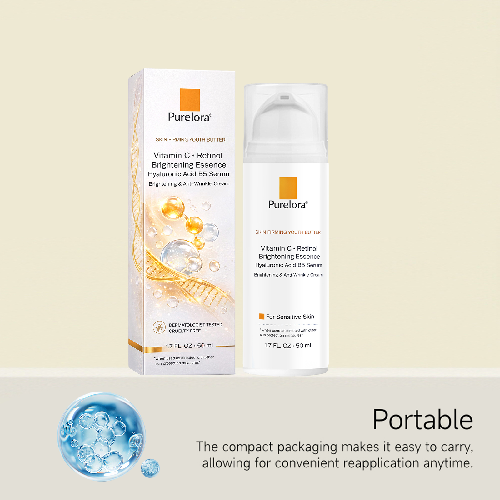 Retinol Vitamin C Essence Liquid Smooth Delicate Hydrating Moisturizing Facial Daily Skin Care Serum
