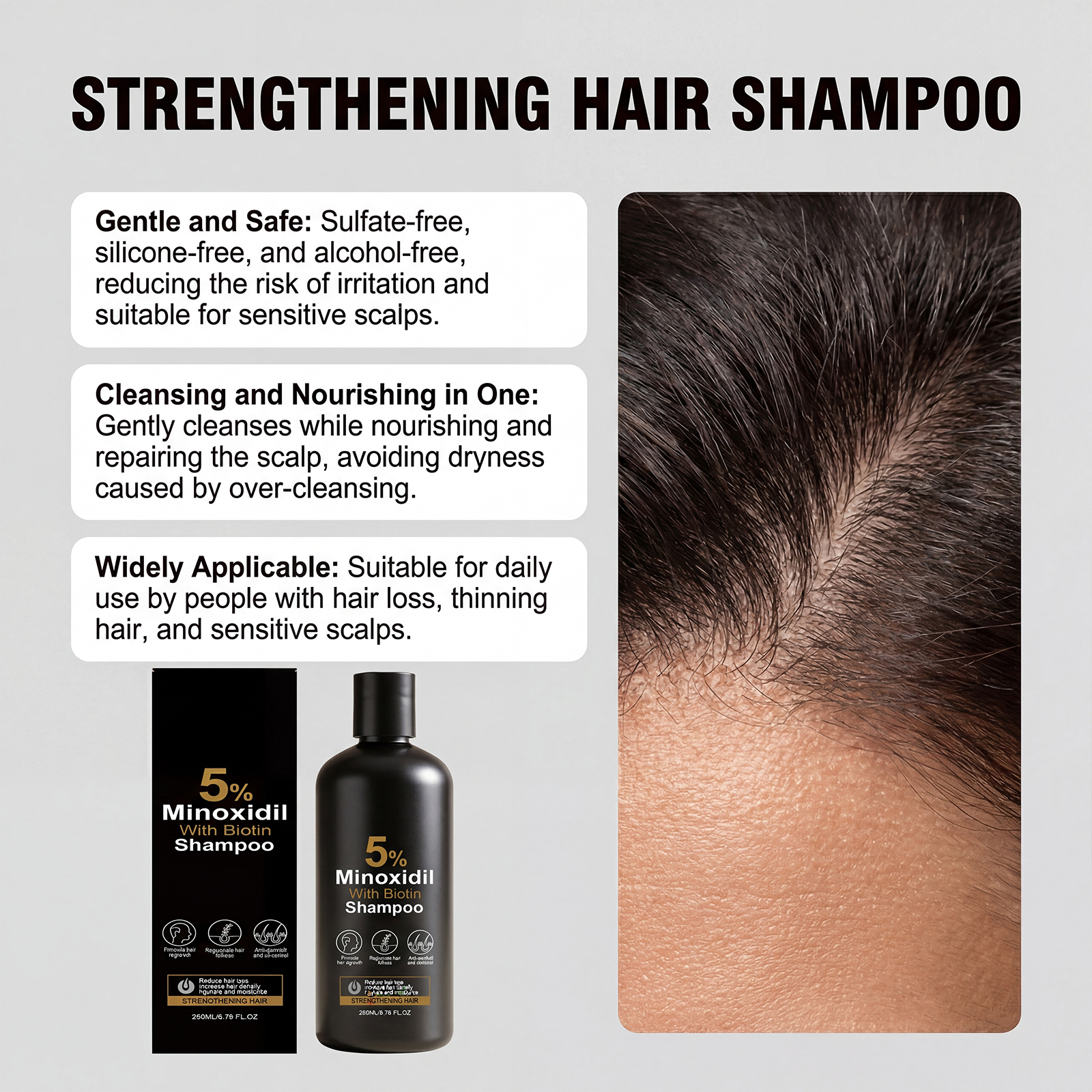 Mild Repair Balanced Scalp Soothing Care Shampoo For Daily Household Hair Fiber Cleansing