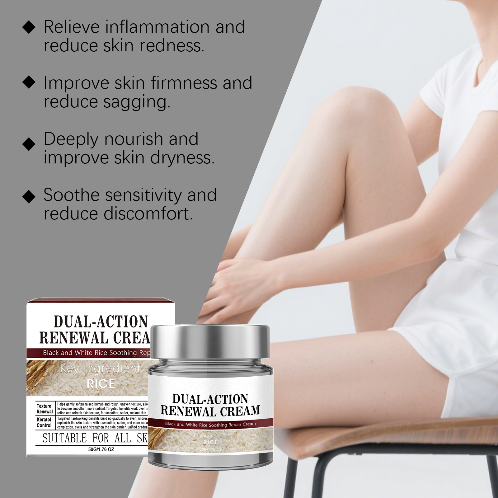 Black Rice White Care Cream Mild Soft Smooth Tender Skin Mole Daily Treatment