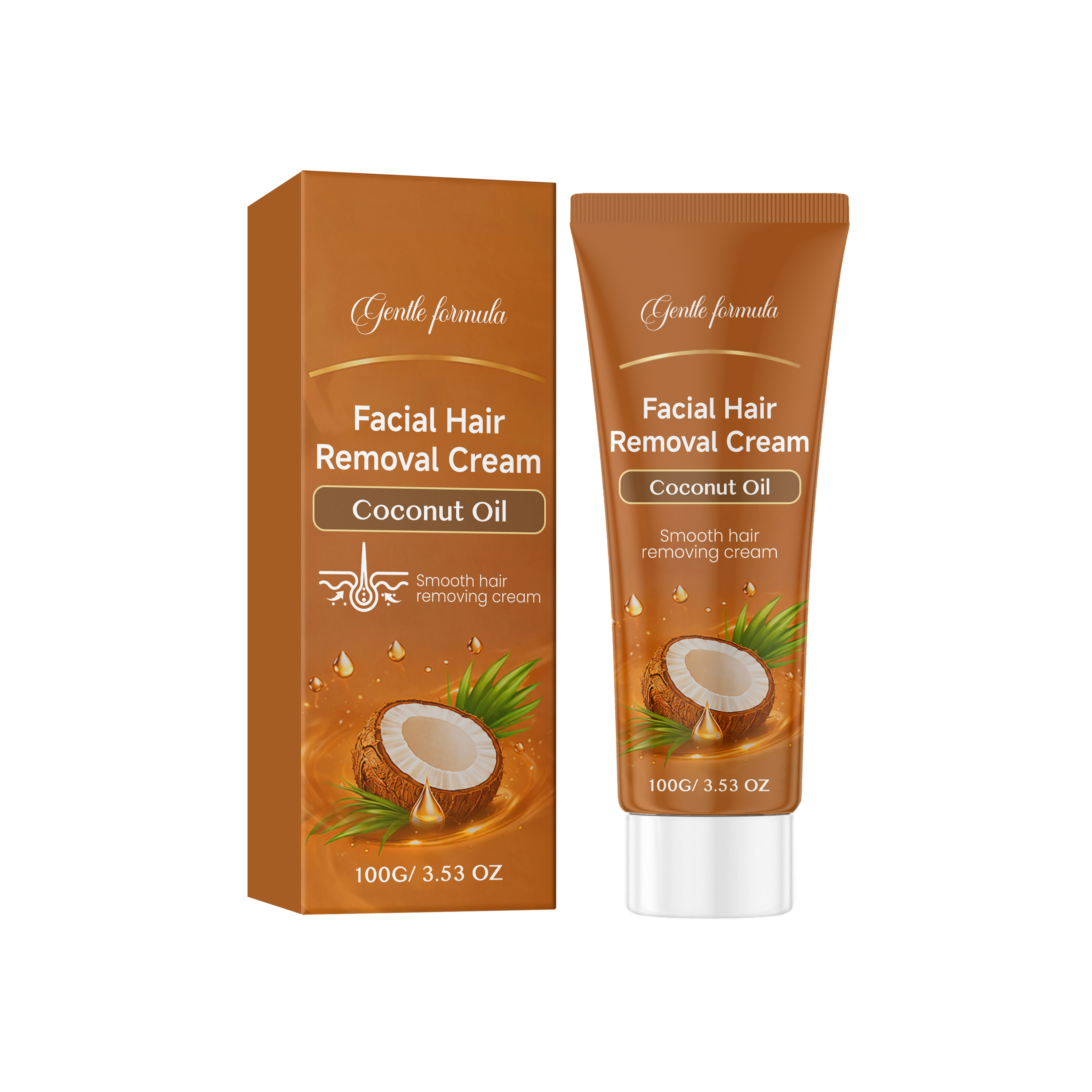 Coconut Oil Depilatory Cream Gentle Delicate Skin Friendly Soft Smooth Comfort Clean Facial Fine Hairs