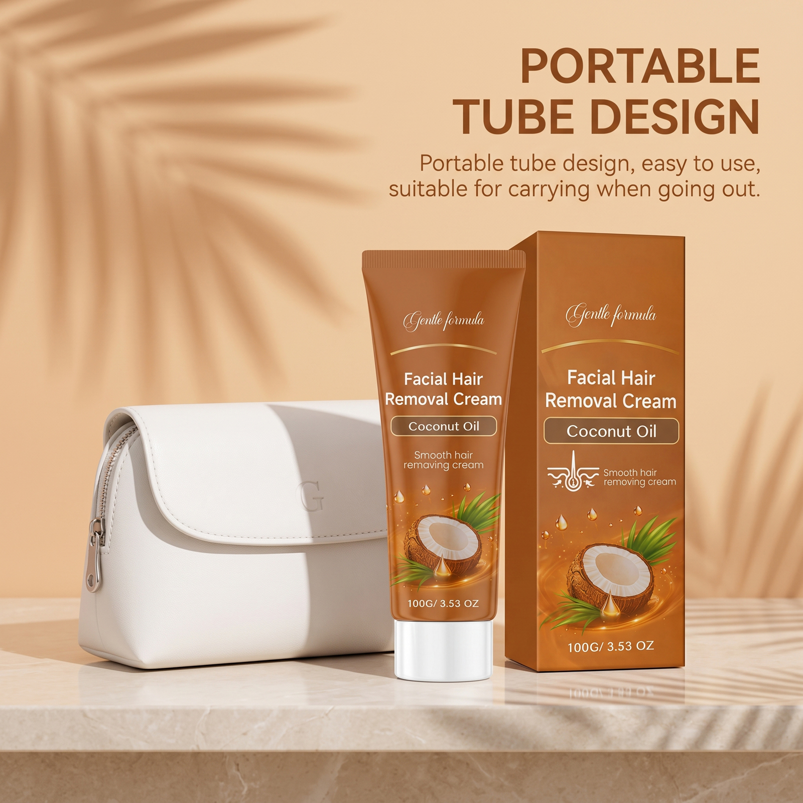 Coconut Oil Depilatory Cream Gentle Delicate Skin Friendly Soft Smooth Comfort Clean Facial Fine Hairs