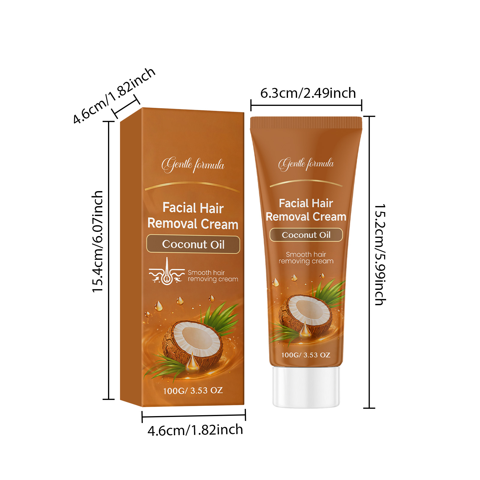 Coconut Oil Depilatory Cream Gentle Delicate Skin Friendly Soft Smooth Comfort Clean Facial Fine Hairs