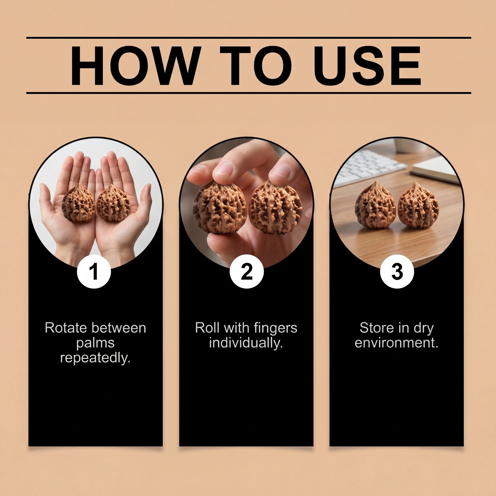Walnut Plaything Smooth Surface Long Durability Fit Most Hand Shapes Sizes Support Finger Flexibility