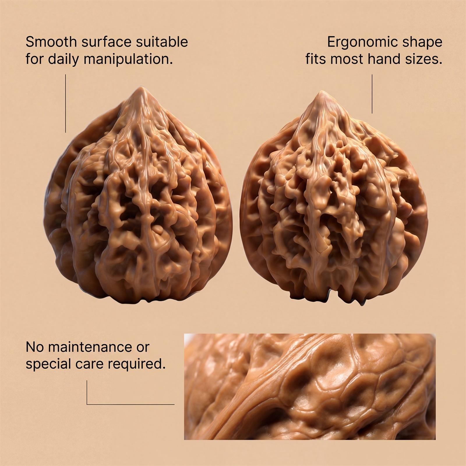 Walnut Plaything Smooth Surface Long Durability Fit Most Hand Shapes Sizes Support Finger Flexibility