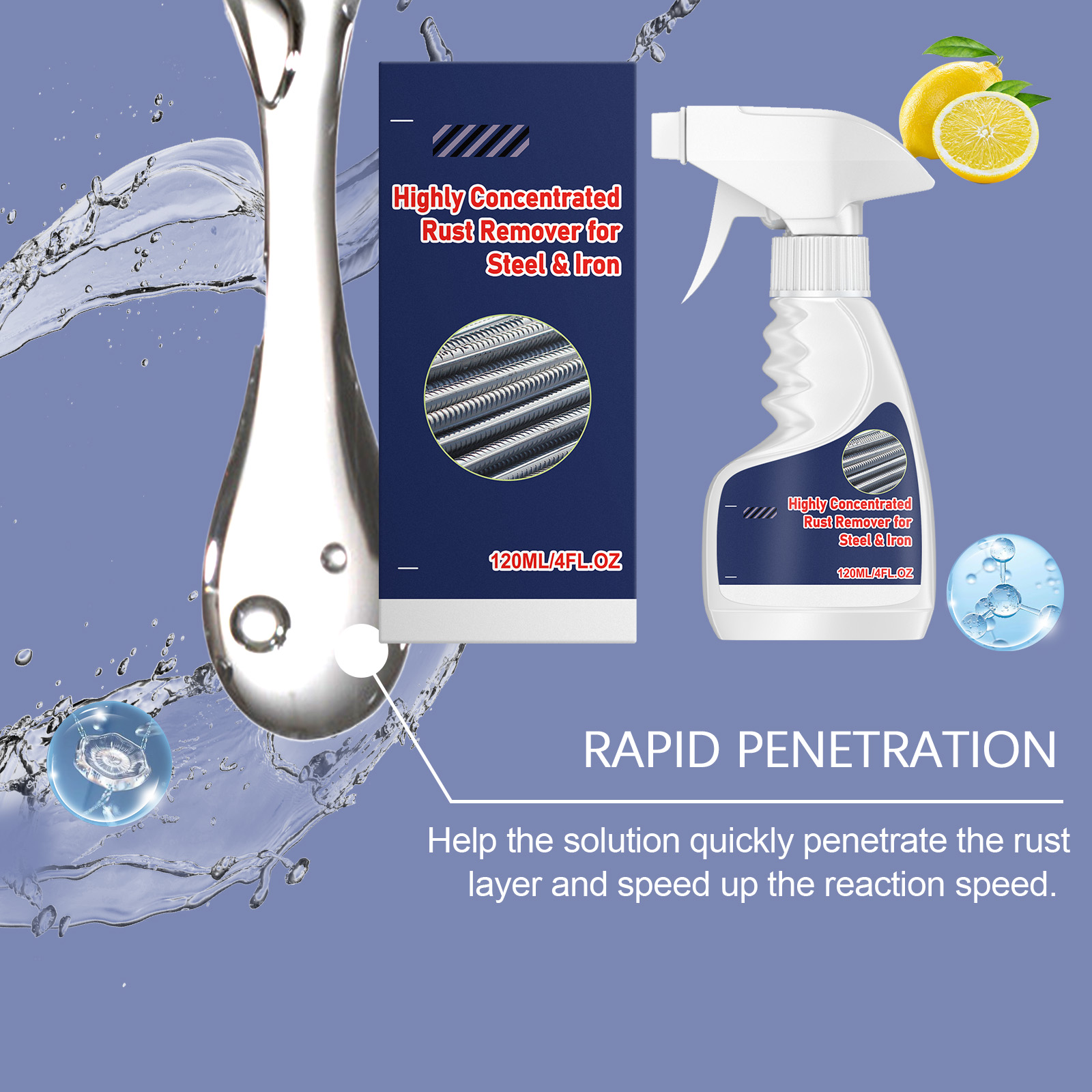 Steel Derusting Agent Mild Formula Metal Cleaning Anti Rust Household Industrial Steel Reinforcement General Purpose
