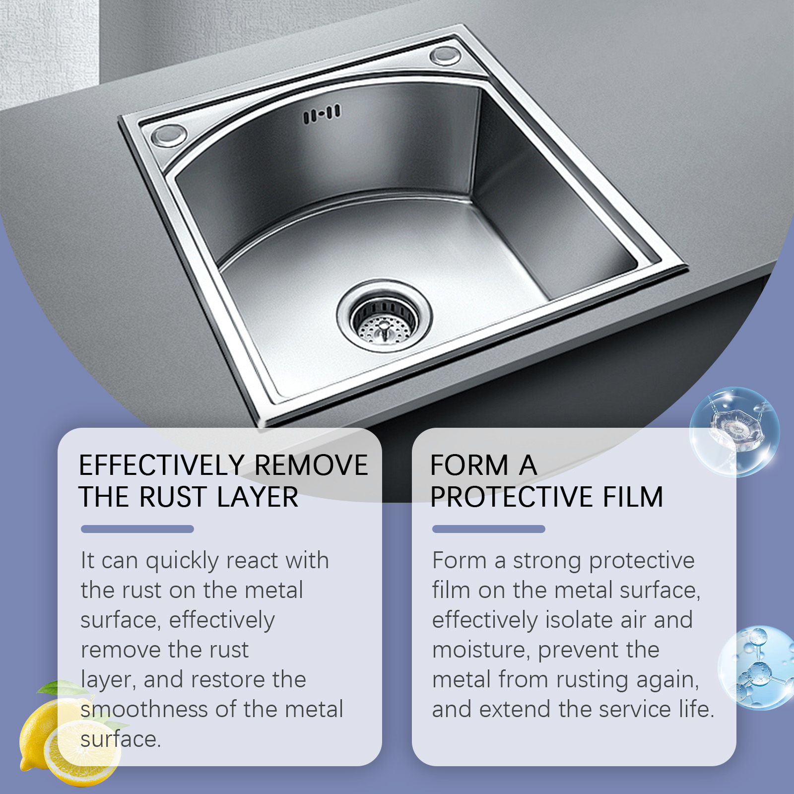 Steel Derusting Agent Mild Formula Metal Cleaning Anti Rust Household Industrial Steel Reinforcement General Purpose