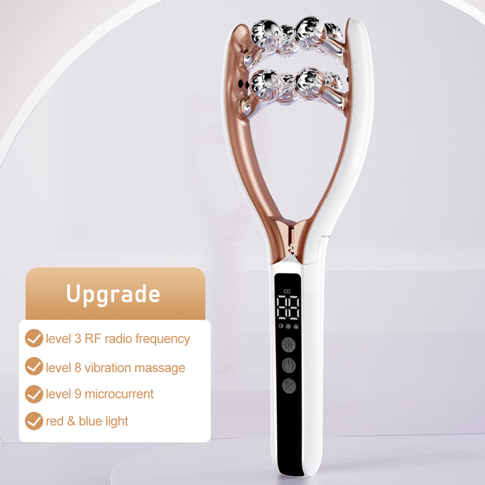 (Upgraded) Microcurrent Facial Massager with 3D Roller Neck and Face Slimmer Rechargeable Double Chin Reducer V face Lift Device RF EMS Micro Current Roller